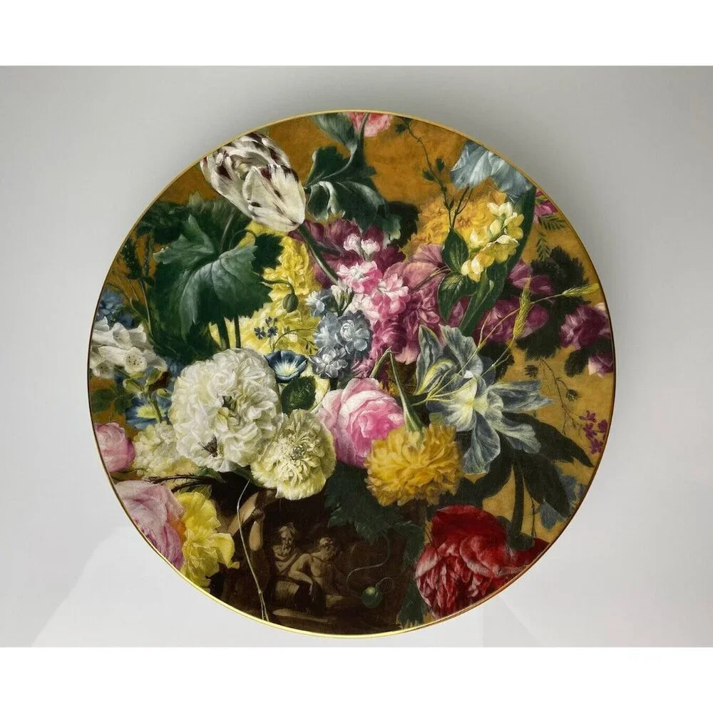 Porcelaine LG C. Limoges Dec. a la main Fully Decorated Floral Plate, Wall Decor